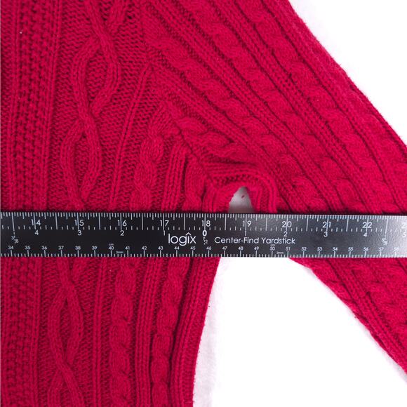 Croft & Barrow Cable Knit Turtleneck Sweater Women Small Red Cotton Winter Cozy - Picture 8 of 9